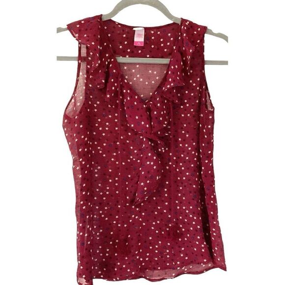 👏🏼👏🏼HOST PICK👏🏼👏🏼No Boundaries Burgundy Airy Top with Stars M - Picture 1 of 5